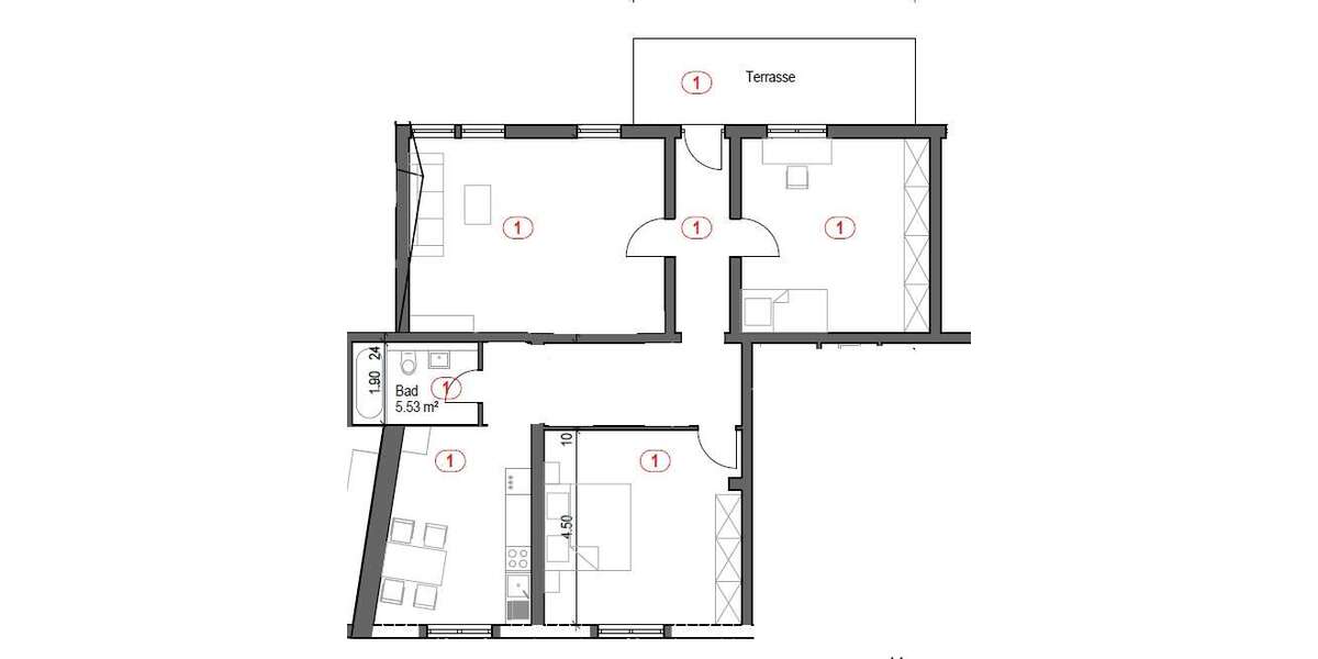 Etagenwohnung Ludwigshafen am Rhein - 3 Zimmer, 108 m&sup2;, 950&euro; | Angebot:26291179