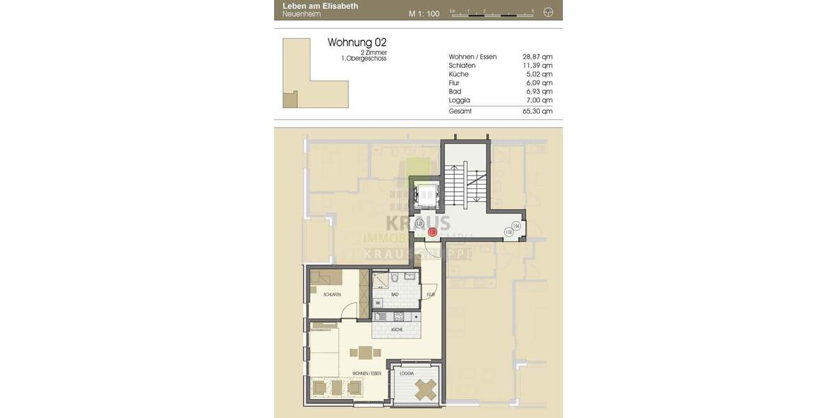 Etagenwohnung Heidelberg Handschuhsheim - 2 Zimmer, 65 m&sup2;, 1.440&euro; | Angebot:23533838