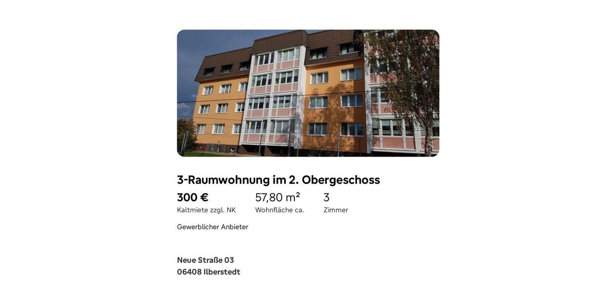 Mietwohnung in Ilberstedt Neue Straße 3 2. OG rechts 3 zimmer