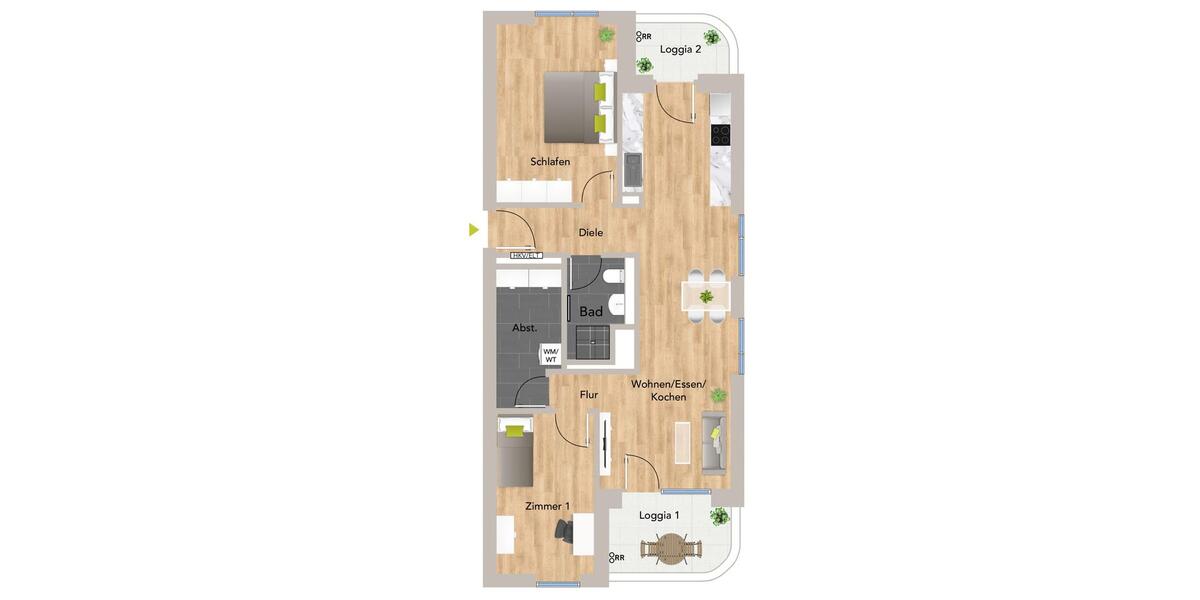 3-Zimmer-Wohnung am Spinelli-Park, 4. OG, Küche inkl. 3 zimmer