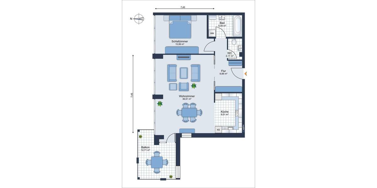 Etagenwohnung Mannheim / Innenstadt/Jungbusch Quadrate - 2 Zimmer, 87 m&sup2;, 1.190&euro; | Angebot:26910504