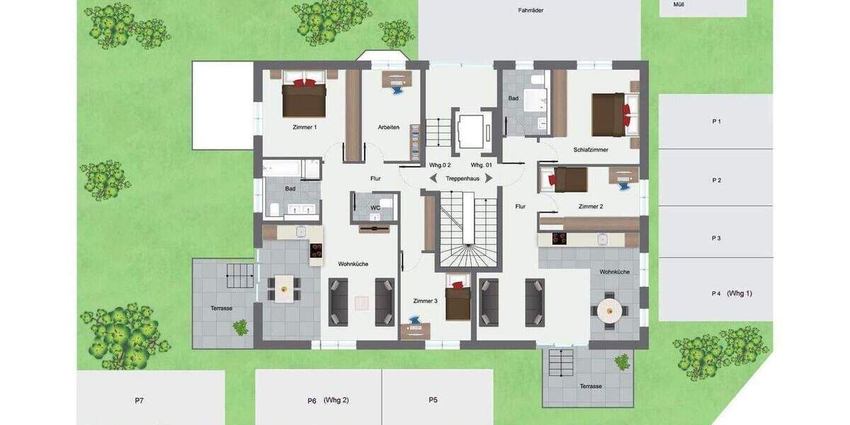 Etagenwohnung Wiesloch Baiertal - 2 Zimmer, 57 m&sup2;, 280.000&euro; | Angebot:24916373