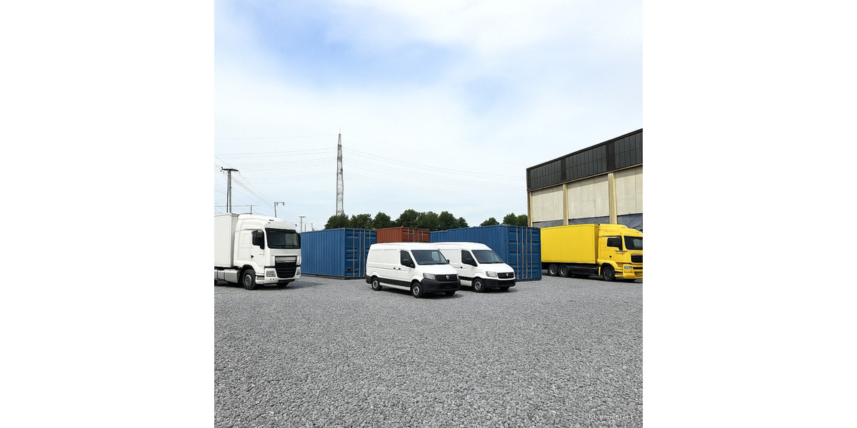 Großzügige Außenfläche mit moderner Industriehalle zimmer