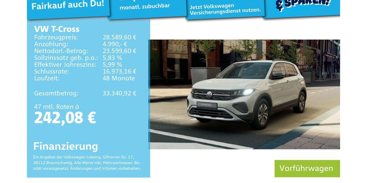 VW T-Cross 9.900 km 27.490 &euro; Mannheim 68309