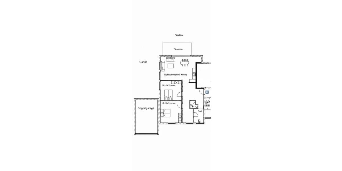 Exklusive 3 Zi.- EG-Wohnung mit großem Garten, Terrasse & Doppelgarage – LU 3 zimmer