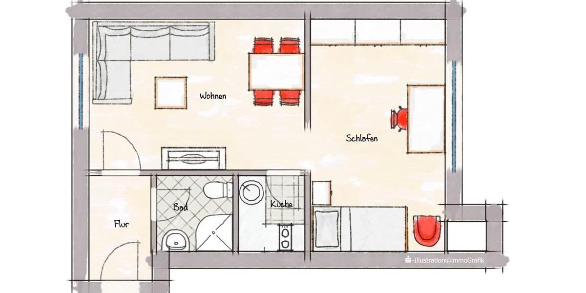 Etagenwohnung Ludwigshafen am Rhein Mundenheim - 1 Zimmer, 35 m&sup2;, 89.000&euro; | Angebot:26930859