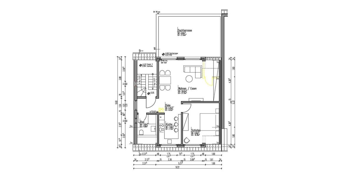 Moderen Dachgeschosswohnung mit Penthouse-Charakter 2 zimmer