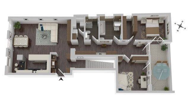 Erdgeschoss trifft Design: Wohnen mit Innenhof und Wohlfühlzone - Etagenwohnung Heppenheim (Bergstraße) Heppenheim | Angebot:25882310