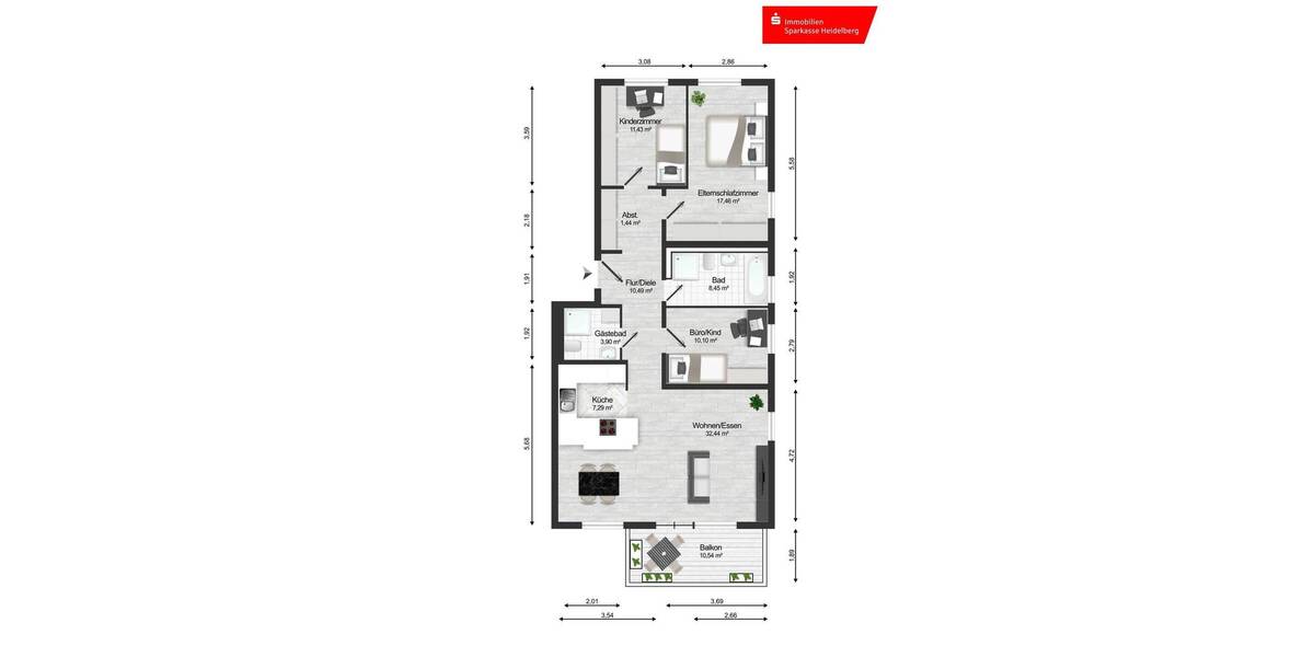 Etagenwohnung Neulußheim - 4 Zimmer, 108 m&sup2;, 469.000&euro; | Angebot:25676493