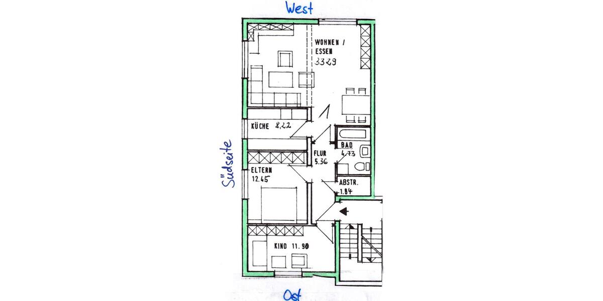 Renovierte helle 3 ZKB Whg mit neuem Bad, Terrasse und Garage 3 zimmer